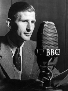 BBC Radio Announcer Alvar Lidell at Microphone 1942 © BBC